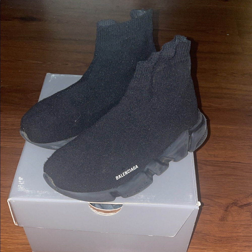 Childrens black Balenciaga sock sneakers.